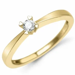 Kampagne - diamant solitairering i 14 karat guld 0,12 ct