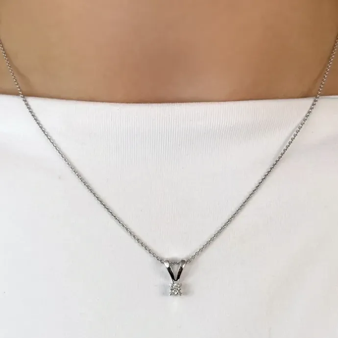 Kampagne - diamant vedhæng i 14 karat hvidguld 0,10 ct
