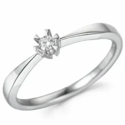 Kampagne - solitairering i 14 karat hvidguld 0,05 ct