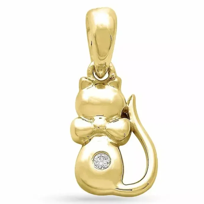 Kat diamant vedhæng i 9 karat guld 0,01 ct