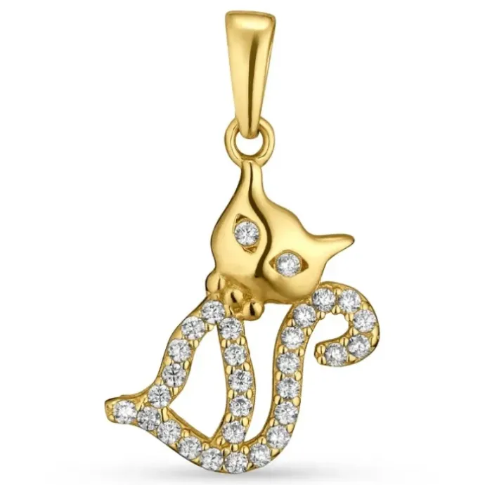 Katte zirkon vedhæng i 9 karat guld