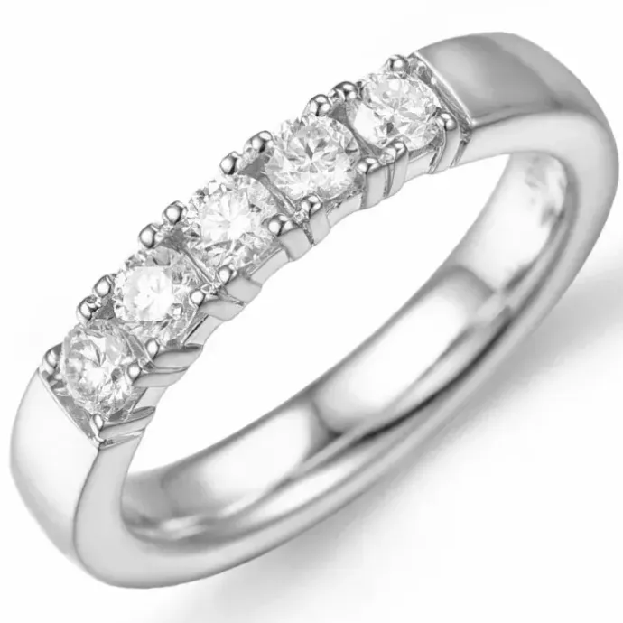 Kollektionsprøve alliancering i 14 karat hvidguld 5 x 0,10 ct