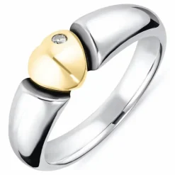 Kollektionsprøve hjerte ring i oxideret sterlingsølv med 8 karat guld
