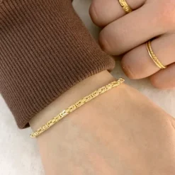 Kongearmbånd i 14 karat guld 23 cm x 2,3 mm