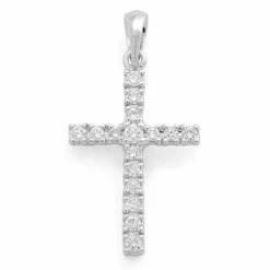 Kors diamant vedhæng i 14 karat hvidguld 0,26 ct