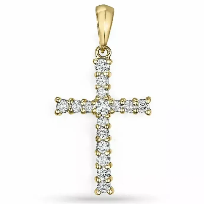 Kors diamantvedhæng i 14 karat guld 0,28 ct
