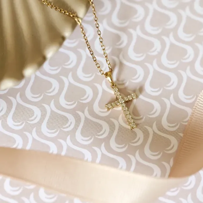 Kors diamantvedhæng i 14 karat guld 0,28 ct
