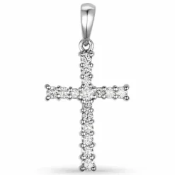 Kors diamantvedhæng i 14 karat hvidguld 0,28 ct