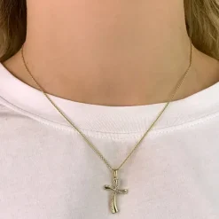 Kors zirkon vedhæng i 9 karat guld med rhodium