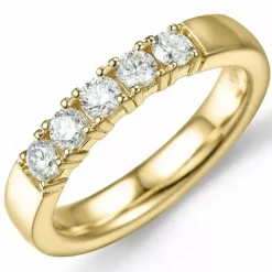 Kraftig alliancering i 14 karat guld 5 x 0,10 ct