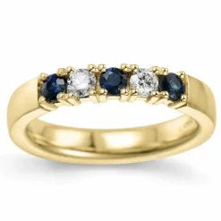 Kraftig blå safir alliancering i 14 karat guld 2 x 0,10 ct 0,40 ct