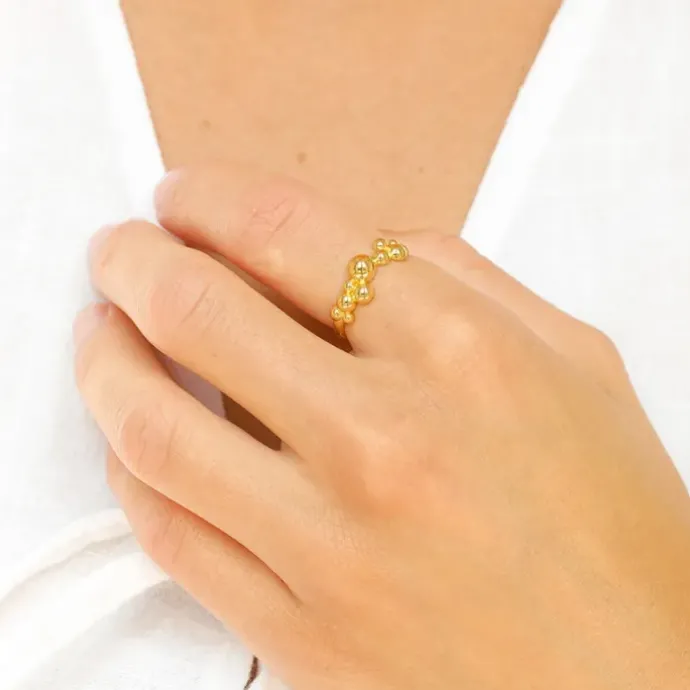 Kugle ring i forgyldt sølv - Bubbly Pure