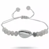 Kvarts muslinge armbånd i silke snor 17 cm plus 4 cm x 10 mm