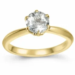 Kvarts solitairering i 14 karat guld 0,95 ct