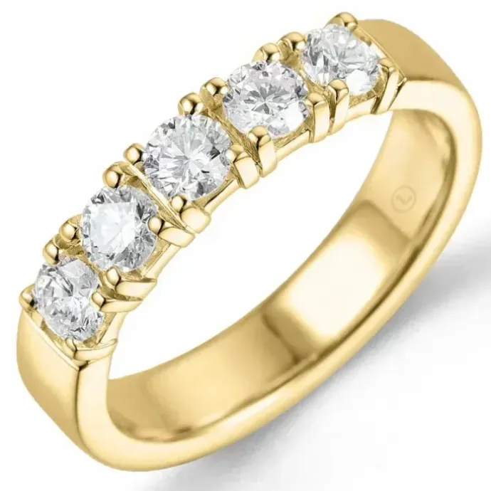 Lab grown diamant ring i 14 karat guld 5 x 0,15 ct