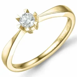 Lab grown diamant solitairering i 14 karat guld 0,20 ct