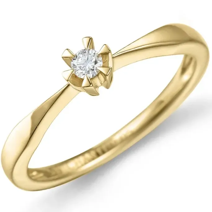 Lab grown diamant solitairering i 14 karat guld 0,05 ct