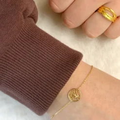 Livets træ armbånd i forgyldt sølv med vedhæng i forgyldt sølv