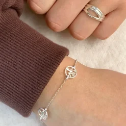Livets træ armbånd i sølv med vedhæng i sølv