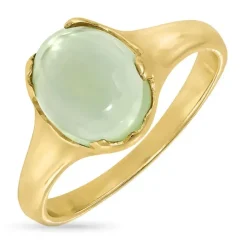 Lysegrøn krystal ring i forgyldt sølv