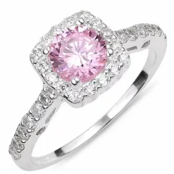 Lyserød zirkon ring i sølv