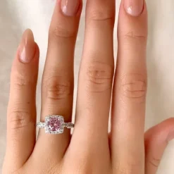 Lyserød zirkon ring i sølv
