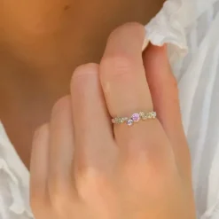 Lyserød zirkon ring i sølv - Bubbly Twist