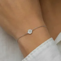Marguerit armbånd i rhodineret sølv - Maggie