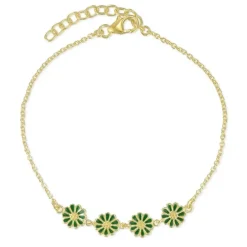 Marguerit mørk grøn armbånd i forgyldt sølv - Maggie