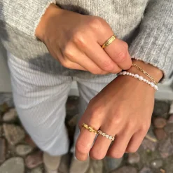 Marguerit ring i forgyldt sølv - Majse