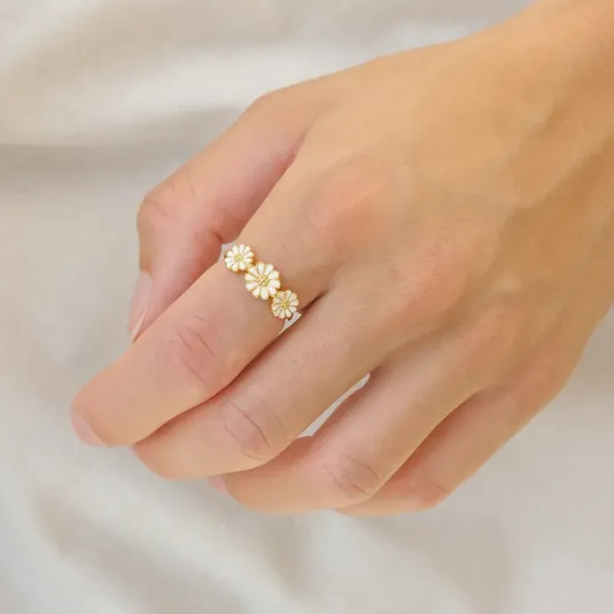 Marguerit ring i forgyldt sølv - Maggie