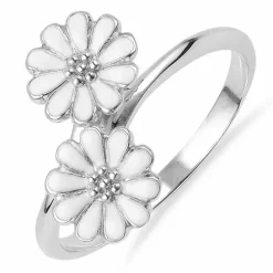 Marguerit ring i sølv med rhodinering - Maggie