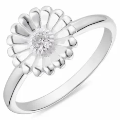 Marguerit zirkon ring i sølv