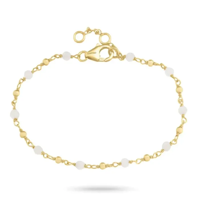 Månesten armbånd i forgyldt sølv 16 + 3 cm x 2,85 mm
