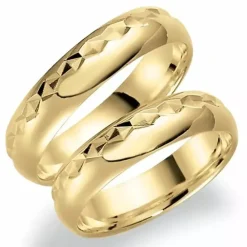 Mønster 5 mm vielsesringe i 14 karat guld - sæt