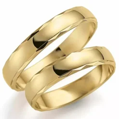Mønster 4 mm vielsesringe i 14 karat guld - sæt