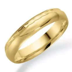 Mønstret 4 mm vielsesring i 9 karat guld