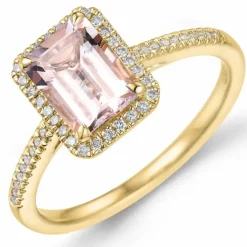 Morganit diamantring i 14 karat guld 1,70 ct 0,16 ct