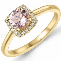 Morganit diamantring i 14 karat guld 0,75 ct 0,10 ct