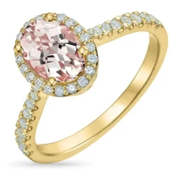 Morganit diamantring i 14 karat guld 1,28 ct 0,32 ct
