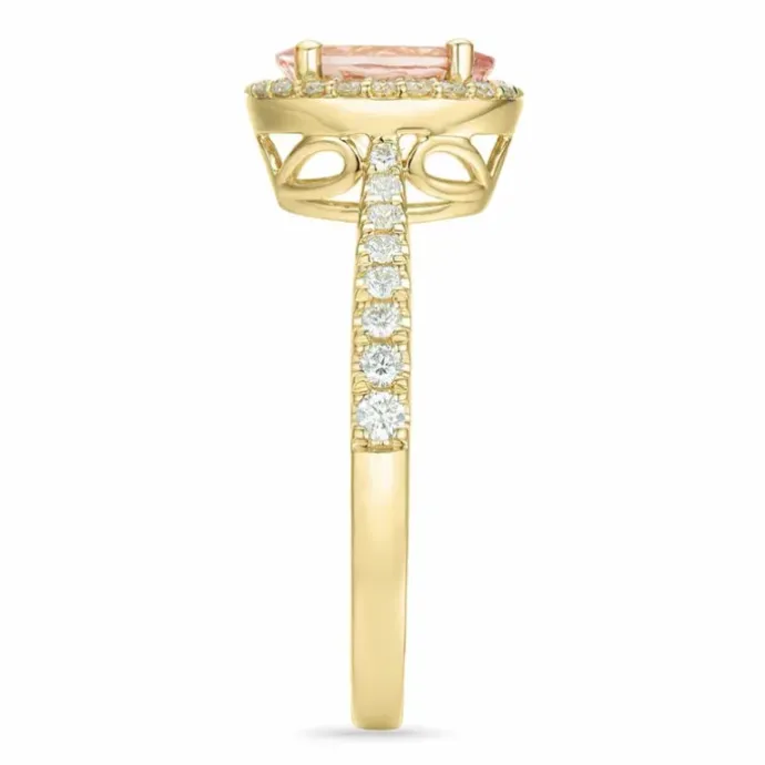 Morganit diamantring i 14 karat guld 1,28 ct 0,32 ct