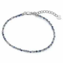 Mørkeblå sten armbånd med sodalit og hematite.