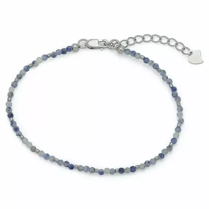 Mørkeblå sten armbånd med sodalit og hematite.