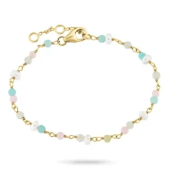 Multifarvet armbånd i forgyldt sølv 16 + 3 cm x 4,4 mm