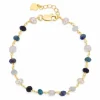 Multifarvet armbånd i forgyldt sølv 17 plus 3 cm x 4,1 mm
