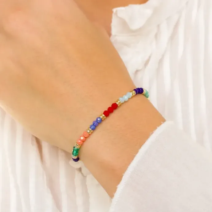 Multifarvet armbånd i forgyldt sølv 17 + 3 cm x