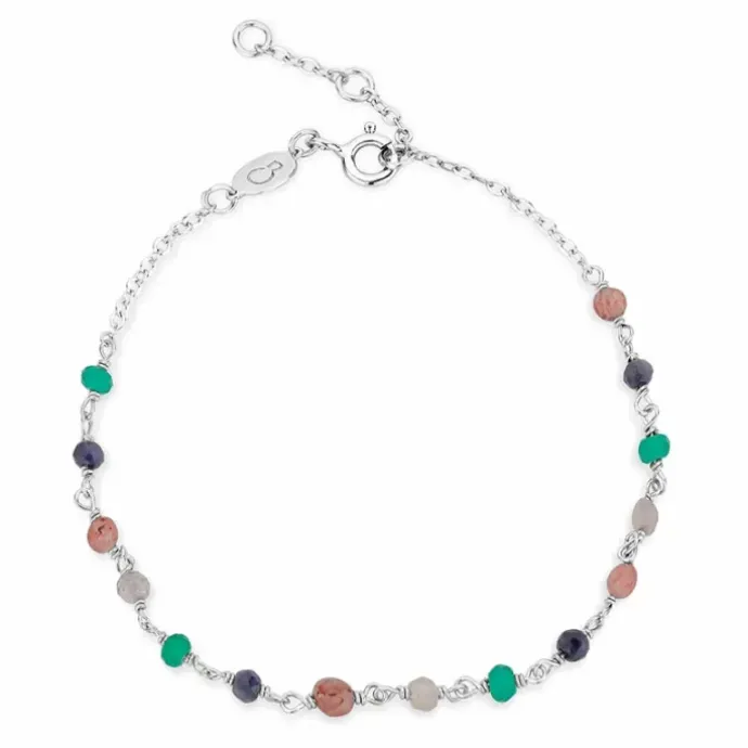 Multifarvet armbånd i sølv 17 plus 2 cm x 3,1 mm