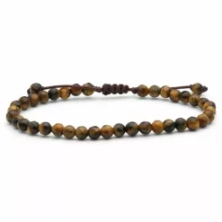Multifarvet brun tigerøje armbånd i silke snor 17 cm plus 3 cm x 4,7 mm