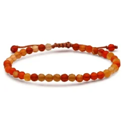 Multifarvet orange carnelian armbånd i silke snor 17 cm 3 cm x 3,9 mm