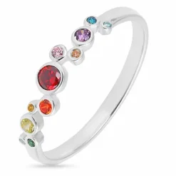 Multifarvet ring i sølv - Bubbly Twist